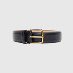 Belle Black Leather Gold Buckle Belt