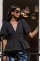 Beloved Black Poplin Stretch Back Top