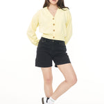 Bibi Limoncello Knit Cropped Cardi