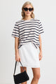 Binding Ecru Navy Stripe Boxy Fit Tee