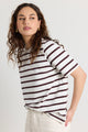 Binding Chocolate White Stripe Boxy Fit Tee