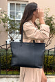 Milan Black Leather Tote Bag