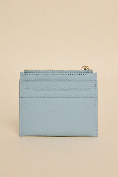 blue leather card holder