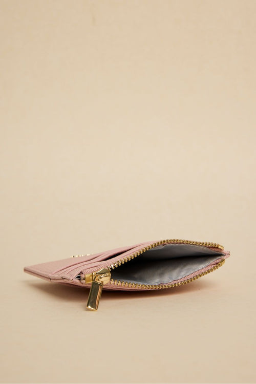 blush leather cardholder