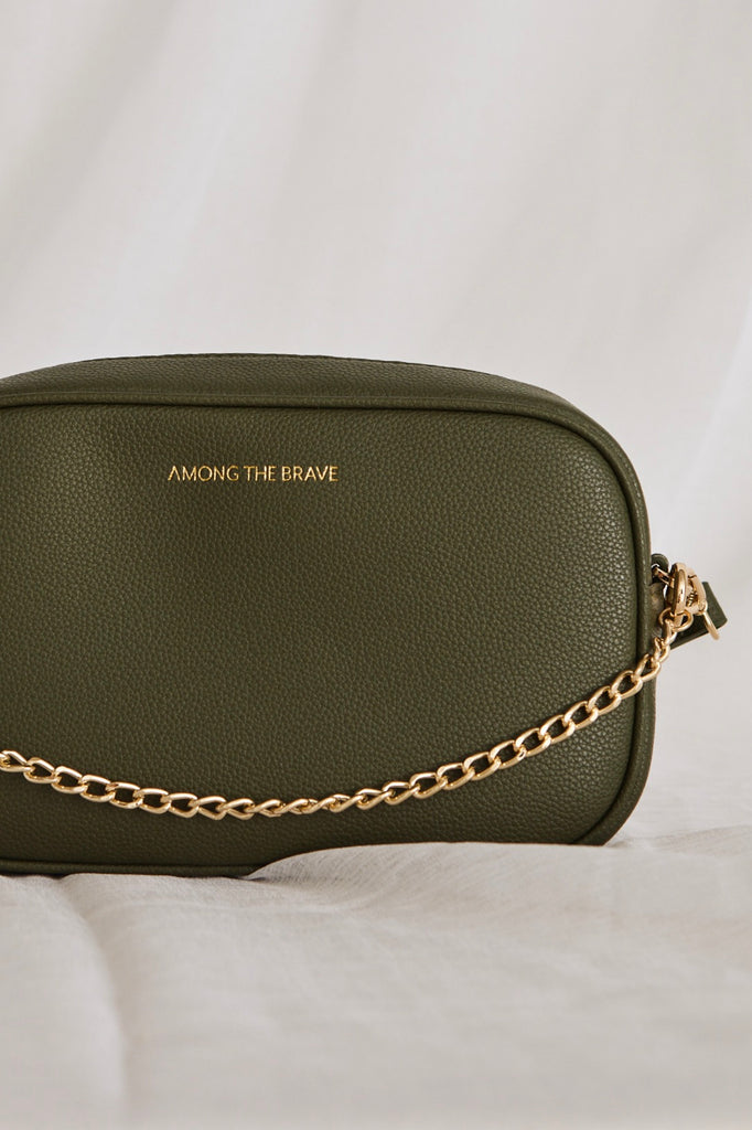 Shop Boston Khaki Leather Camera Bag Online | Flo & Frankie