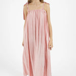 Bowie Pink Tie Shoulder Maxi Dress