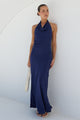 Brio Ink Drapey Viscose Halter Neck Maxi Dress