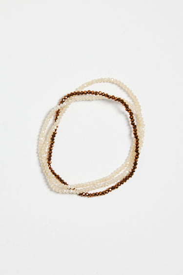 bronze beaded set of 3 bracelets