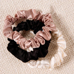 Small White Black Blush Set of 3 Scrunchies