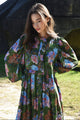Floral Flair Green Floral LS Maxi Dress