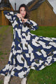 Sun & The Swoon Navy Floral Print LS Maxi Dress
