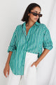 California Green Stripe Poplin Oversized Shirt