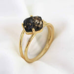 Calming 18k Gold Plate with Herkimer Quartz Medium Ring ACC Jewellery Love Lunamei   