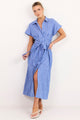 Camden Blue Wide Stripe Fit Flare Maxi Shirt Dress