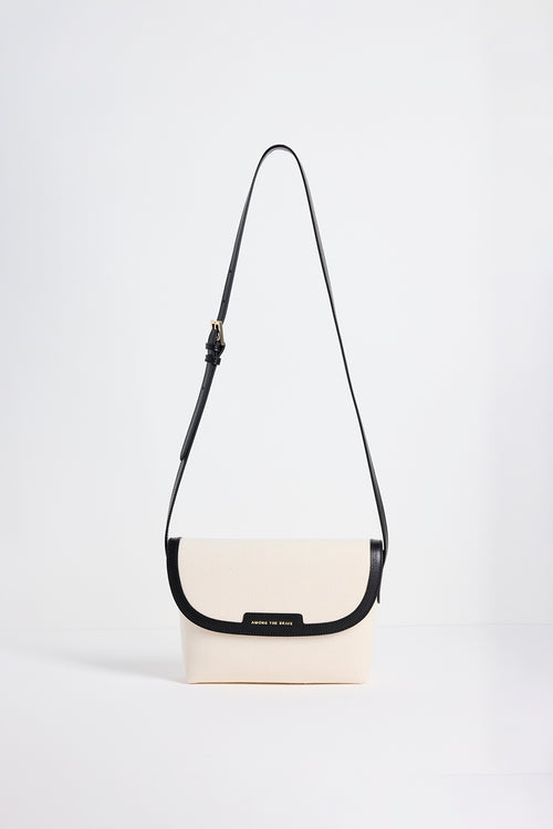 canvas leather trim crossbody bag