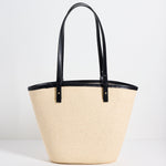 The Capri natural straw black trim tote bag