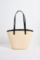 Capri Natural Straw Black Trim Tote Bag