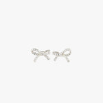 Catharina Small Crystal Silver Bow Stud Earrings