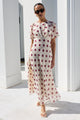 Centrestage Cream Wine Polka Dot Twist Front SS Maxi Dress