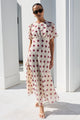 Centrestage Cream Wine Polka Dot Twist Front SS Maxi Dress