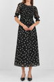 Showcase Black Polka Dot Georgette Puff Sleeve Maxi Dress