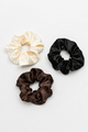 Large Black, Ivory, Chocolate Set of 3 Scrunchies