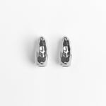 Chunky Hammered Oval Rhodium Earrings