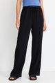 Civic Black Crepe Pintuck Leg Wide Pants