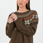 Climate Chocolate Fairisle Detail Mock Neck Jumper