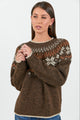 Climate Chocolate Fairisle Detail Mock Neck Jumper