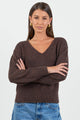 Clique Chocolate V Neck Jumper