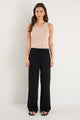 Confidant Black Crepe Camel Side Stripe Wide Pants