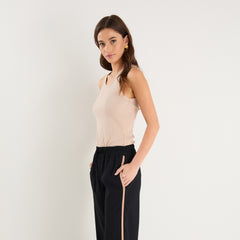 Confidant Black Side Stripe Crepe Wide Pants - Black / 14