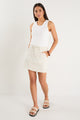 Orchard Ecru Denim Pocket Front Mini Skirt