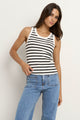 Cobble White Black Stripe Rib Cutaway Tank