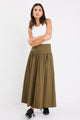 Affinity Khaki Cotton Shirred Back Tiered Maxi Skirt