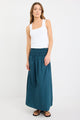 Entourage Petrol Cotton Shirred Waist Maxi Skirt
