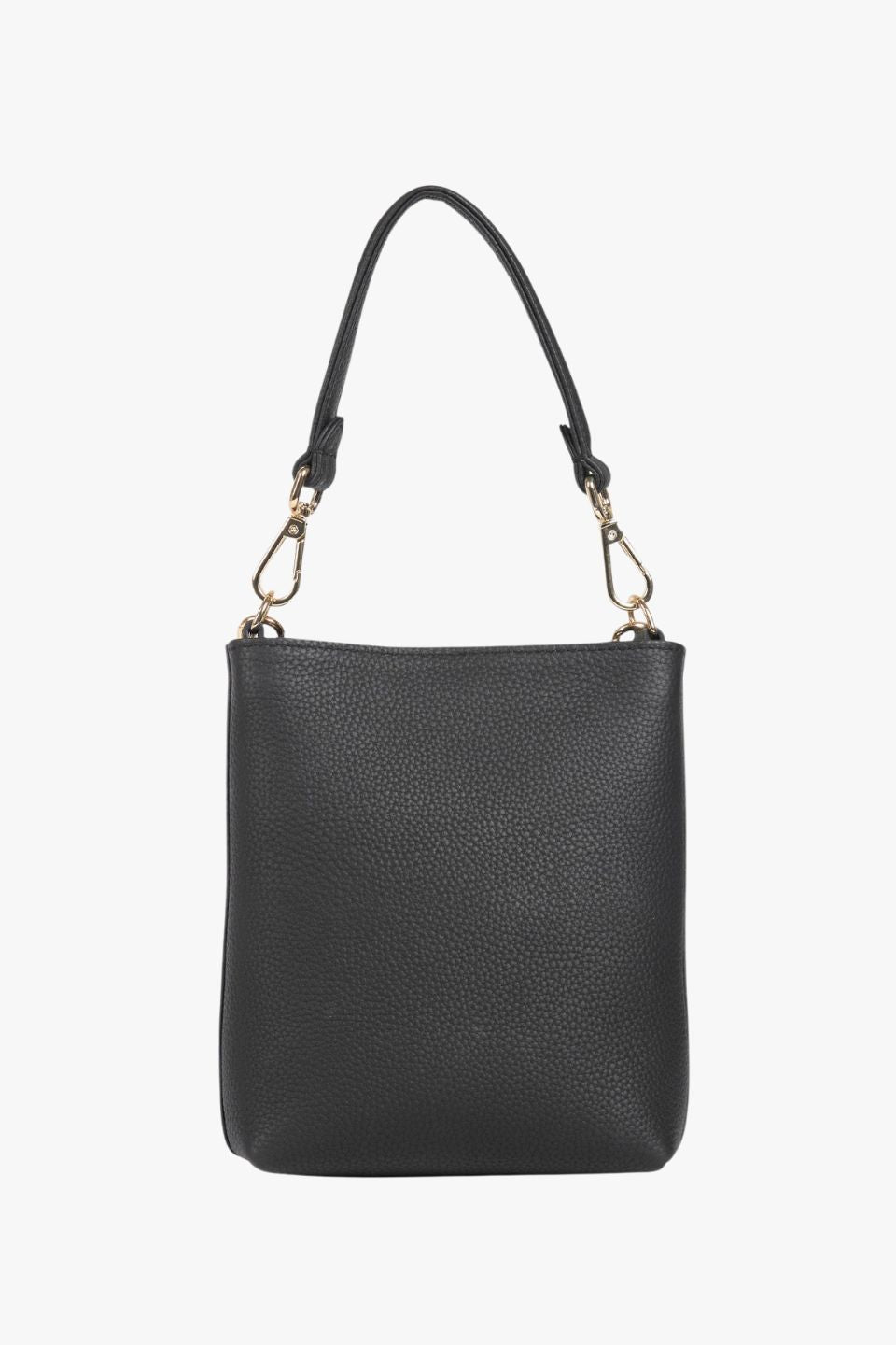 Shop Coco Black Leather Bucket Bag with Gold Chain Detailing