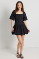 Composure Black Puff Short Sleeve Bubble Mini Dress