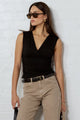 Connect Black Jersey Cross Front Top