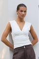 Connect Ivory Jersey Cross Front Sleeveless Top