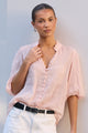 Continuance Blush Ramie High Neck Buttoned SS Top