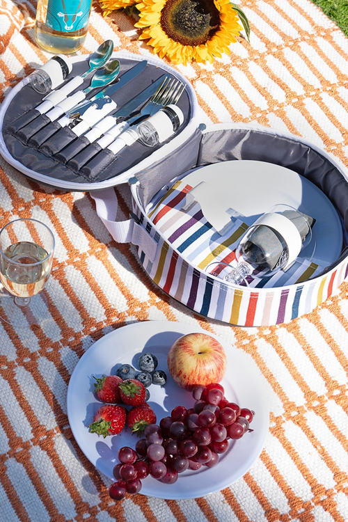 Country Living 2 Person Round Stripe Picnic Bag