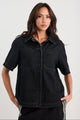 Crucial Black Denim Short Sleeve Shacket