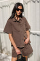 Crucial Mocha Denim Short Sleeve Shacket