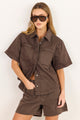 Crucial Mocha Denim Short Sleeve Shacket