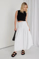 Byron White Linen Shirred Waist Maxi Skirt