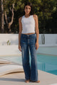 Zoey Marine Blue High Rise Wide Leg Pocket Jean