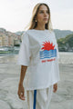 Tropiques Warm White Oversized Printed Tee