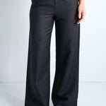 Boulevard Black Linen Viscose Wide Leg Pants